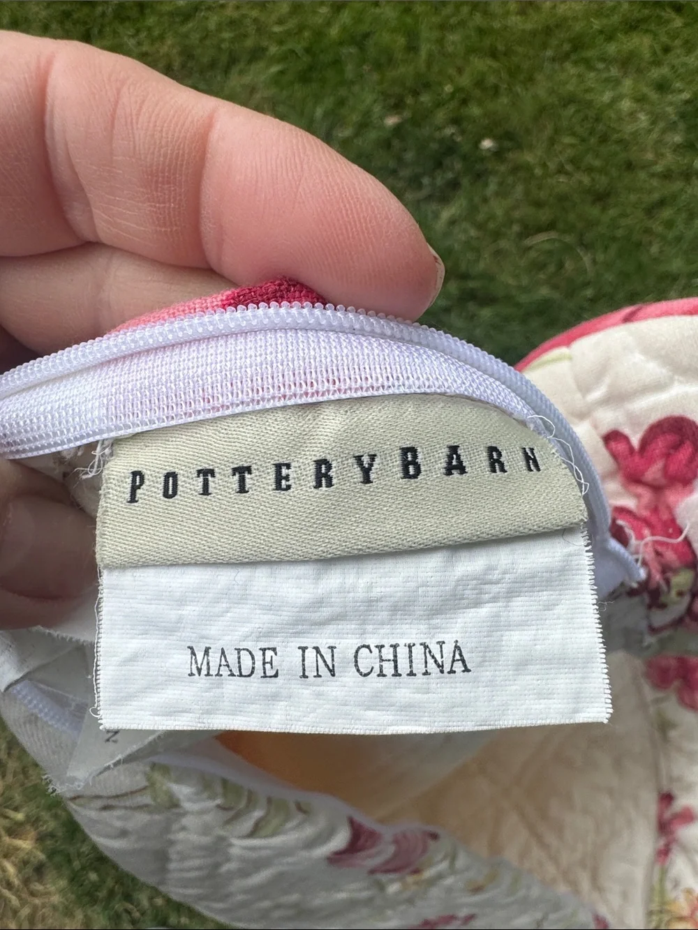 PotteryBarn Floral Quilted Pillow Case in Sage Green and Rose